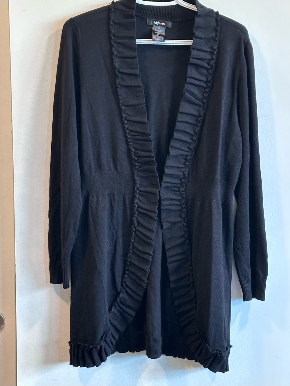 Style & Co. Black Ruffle-Trim Open-Front Cardigan - Picture 5 of 7